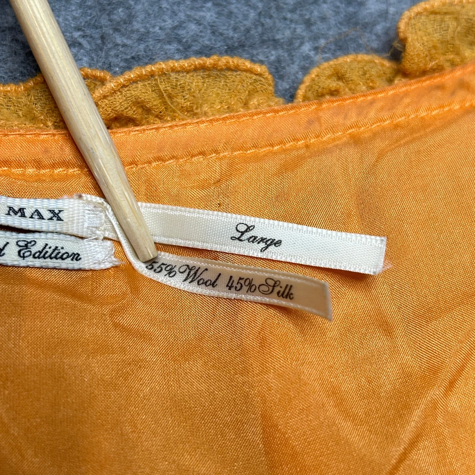 Camisa Leon Max Feminina Grande Laranja Lã Seda Lantejoulas Blusa Leve Elástica *FLAW - Imagem 3 de 4