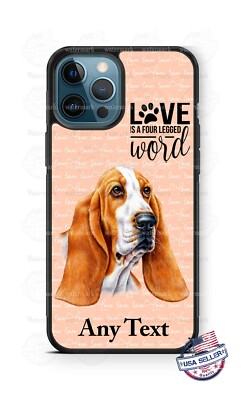 Basset Hound Dog face Love Word Personalized Phone Case Cover fits iPhone Gift