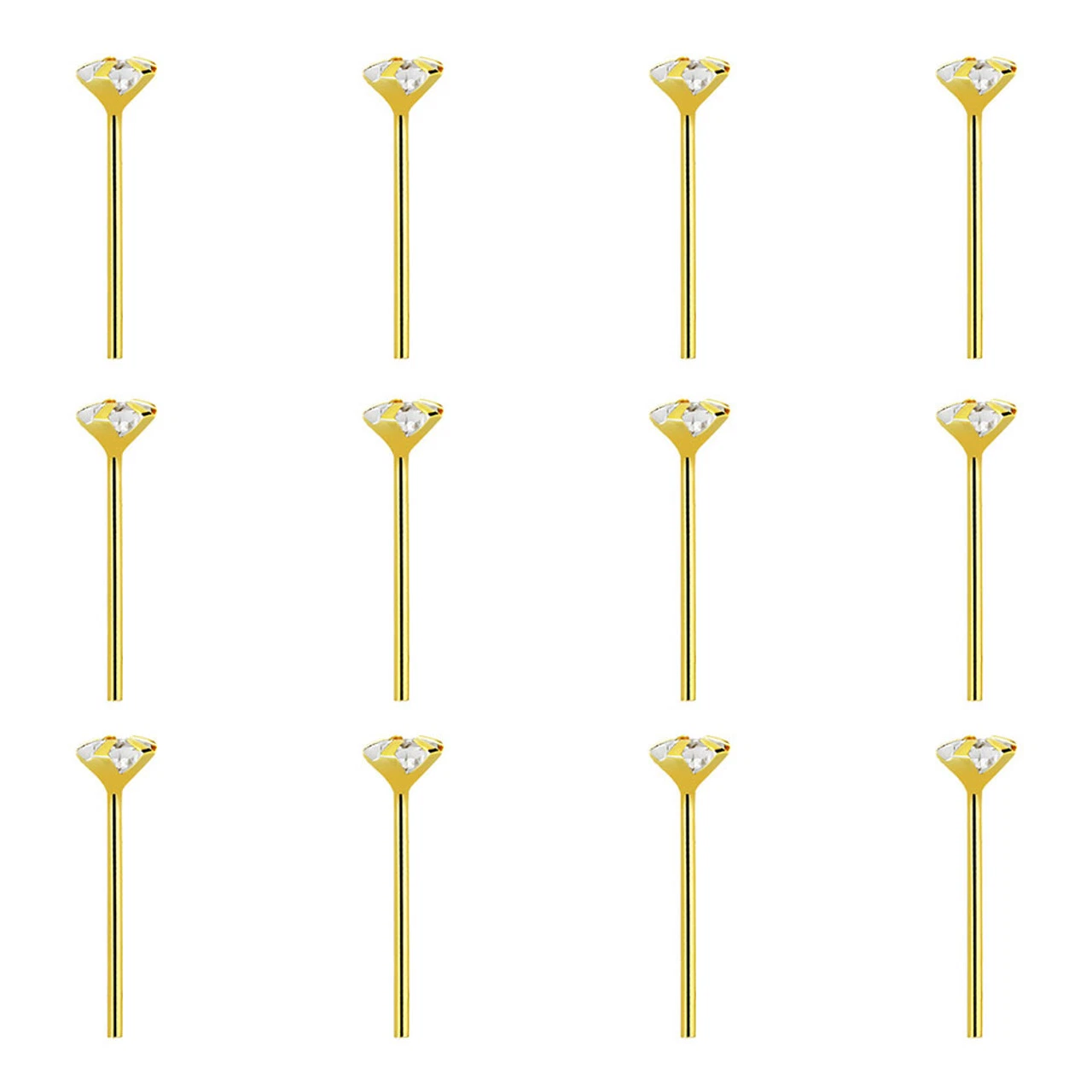 14K Solid Gold 22G Custom Bend Fishtail Bendable Nose Stud Ring Clear Crystal CZ Top Nose Piercing Jewelry  11mm for Women Men