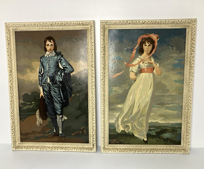 Vintage Pinkie & Boy In Blue Artwork Wooden Ornate Frames 31x21  T. Gainsborough