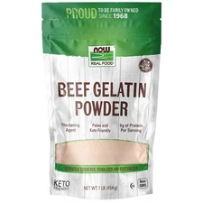 NOW Foods Beef Gelatin Powder 1 lb | Unflavored | Thickener | 9g Protein