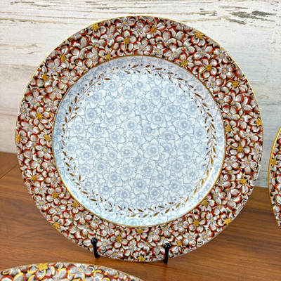 Antique ROYAL WORCESTER Porcelain DINNER PLATES 1860's 9.5'' Lot of 12 Gold Trim