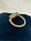 18K Yellow Gold Blue & Pink Topaz Flower Ring Size 5.75 — photo 5