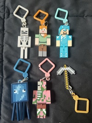 Minecraft Keychain Figures Lot Of 6 Assorted Characters & Mobs
