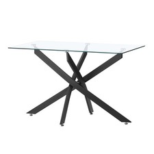 Dining Table and 4 Chairs Set 120cm Tempered Glass Home Kitchen Furniture