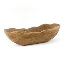Indoor Carved Wood Dough Bowl Decorative Centerpiece Rustic Farmhouse Style