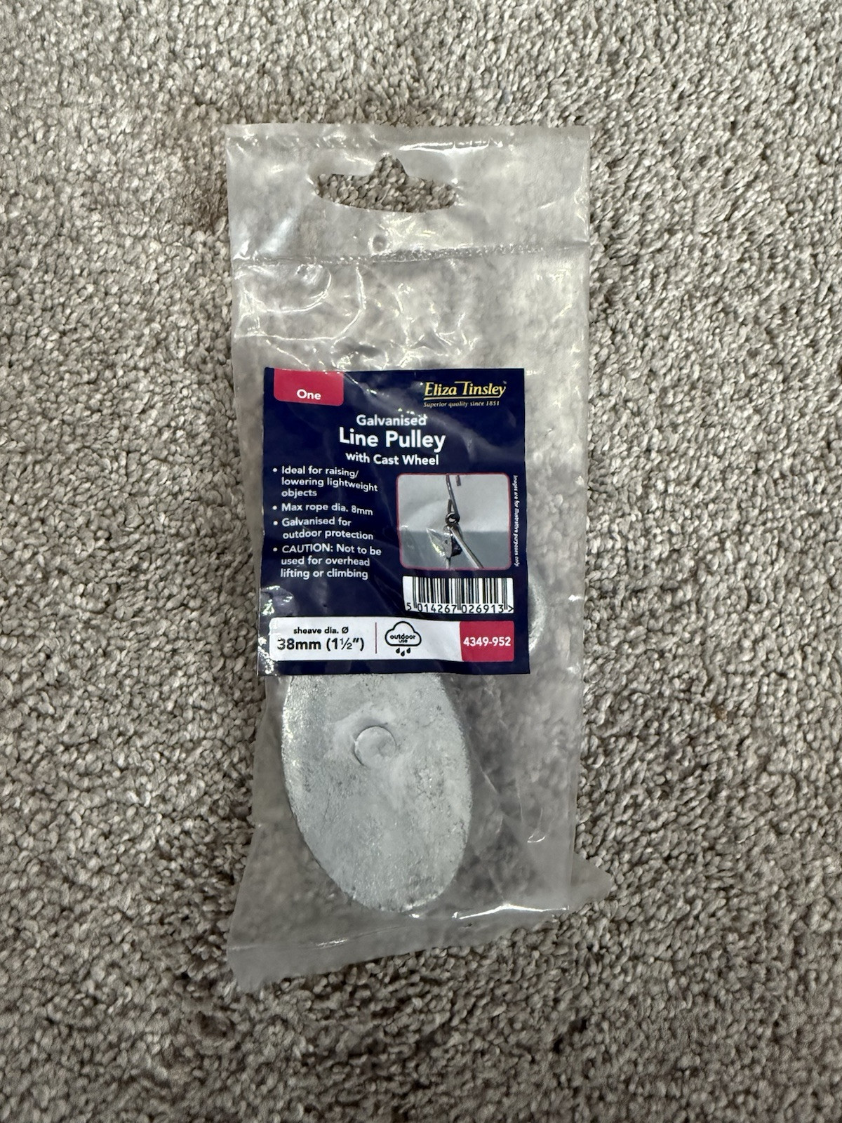 Eliza Tinsley Single Line Pulley C/W Hook 38mm 1 1/2” Galvanised