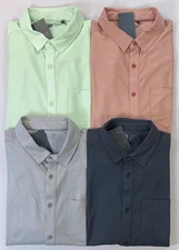 NEW Men's VRST Long Sleeve Button Down 4 Way Stretch Moisture Wicking Shirt