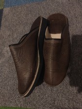  Brown genuine Leather Slippers  Moroccan Mules Handmade Good Quality UK Size 9