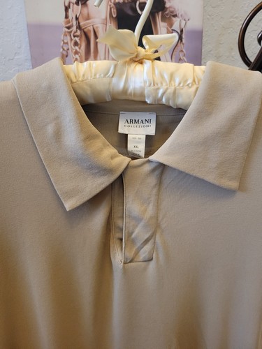 Giorgio Armani Collezioni Women's Couture Shirt Dress 2XL Silk Tan Hong Kong XXL