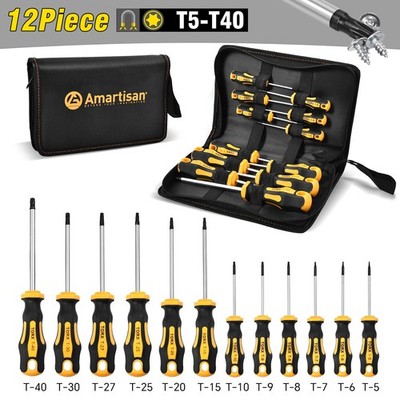 12-tlg Torx Schraubendreher Magnetisch T5-T40 Schraubenzieher ohne Bohrung Satz