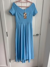 Jolie Moi Yana Off Shoulder Scuba Maxi Dress Blue UK12 BNWT