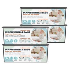 Diaper Pail Refills Bags with 30 Bags with Genie Easy Roll Signature and Plat...