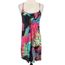 Old Navy Intimates Silk Slip – Tropical Print with Spaghetti Straps & Scoop Neck