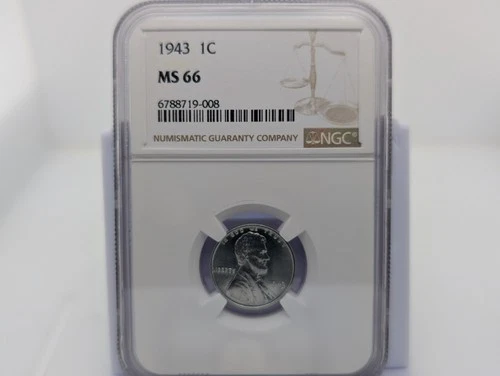 1943 Lincoln Wheat Cent NGC MS66 Steel Penny 1 Cent