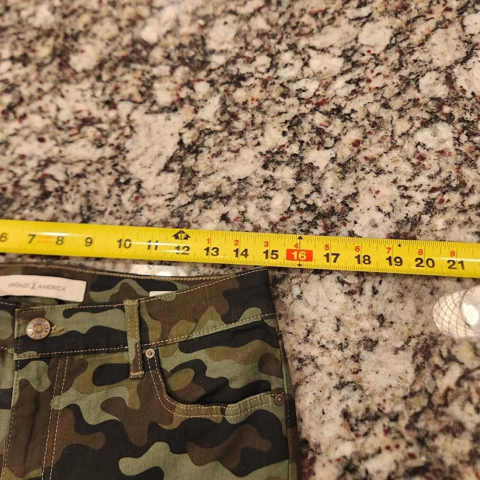 Vintage America Women 8/29 Camo Vintage Skinny Pants Green 10" Rise - Image 3 of 4