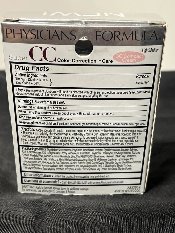 NIB PHYSICIANS FORMULA SUPER CC COLOR CORRECTION COMPACT LIGHT/MEDIUM 6436 - Image 2 of 4