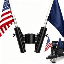 RV Dual Flag Pole Holder for Trailer Tongue J...