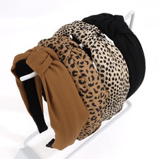 Headbands for Women Leopard Print Knotted Cloth Top Knot Headband for Women Non