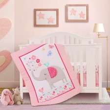 Crib Bedding Set for Boys or Girls 3 Piece 3-Pink-Bella 