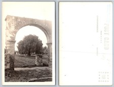 Arco y árbol de la misión de San Luis Rey RPPC California postal vintage AGFA