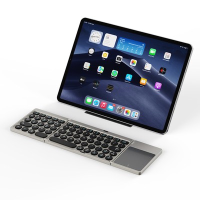 Universal For iPad/Tablet Flip Tri-fold Compact Touch Travel  Wireless Keyboard