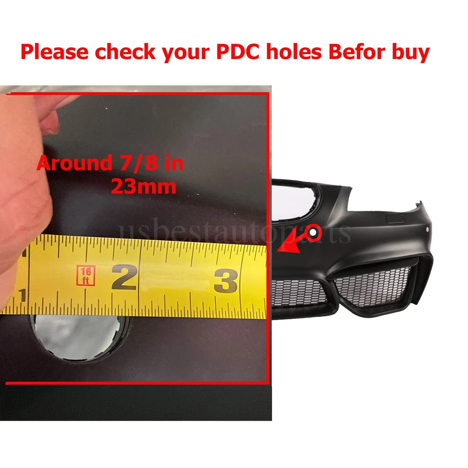 M4 Look Front Bumper For 2004-2007 BMW E60/E61 5 Series Sedan W/ PDC Holes 23mm Foto 3 de 3