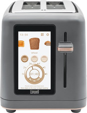 Touch IQ Matte Grey 2-Slice Toaster with Touch Screen 10 Settings Options