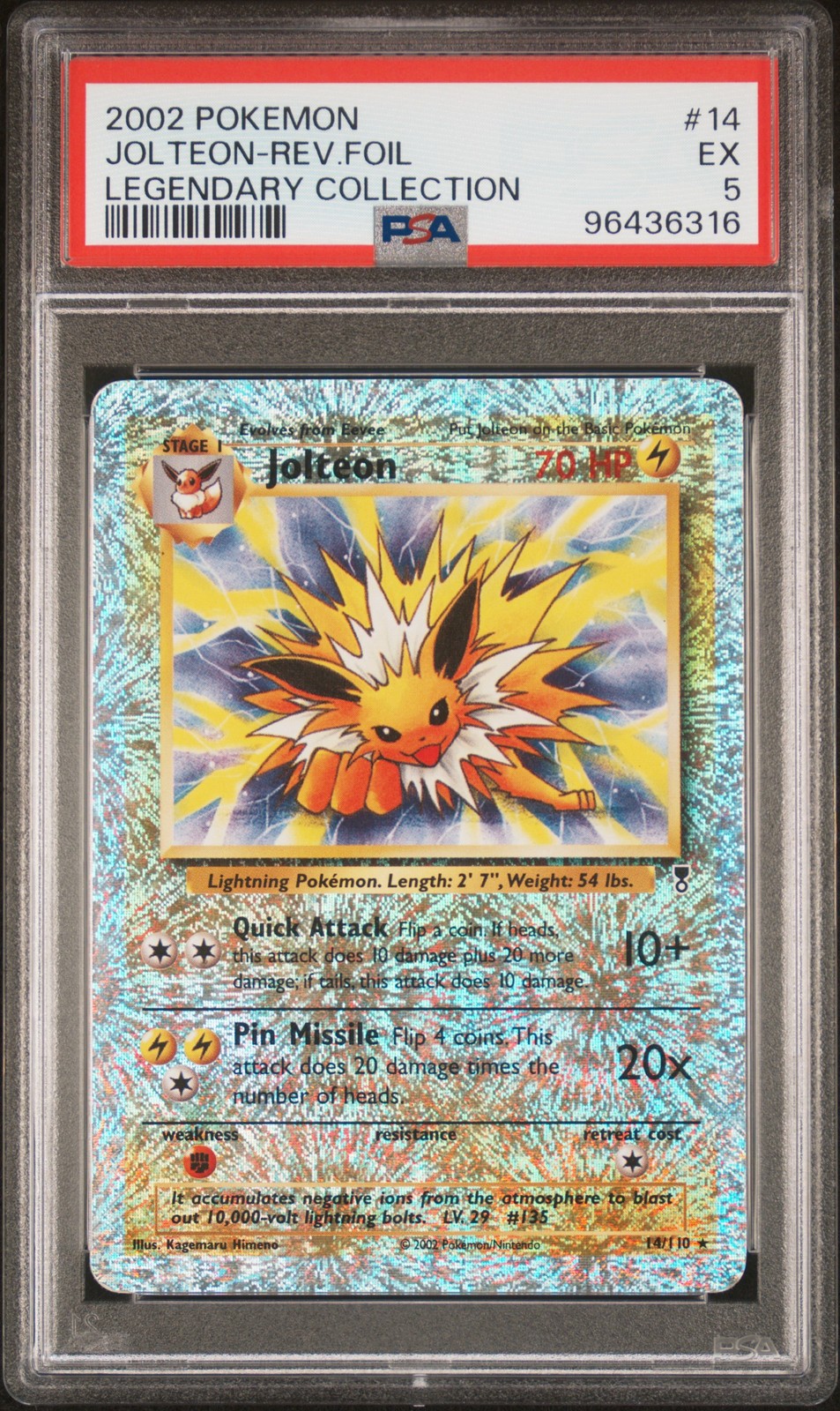 JOLTEON REVERSE HOLO 14/110 LEGENDARY COLLECTION POKEMON PSA 5