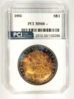 1885  MS 66 +  Morgan Dollar Beautiful  Rainbow Color Toned Obverse PCI