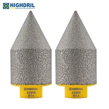 2pcs 35mm Diamond Chamfering Milling Finger Cone Bits Hole Saw for Marble Tile