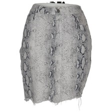 Amisu, Jeansrock, Größe: 42, Grau/Weiß/Mehrfarbig, Baumwolle/Elasthan #PfO