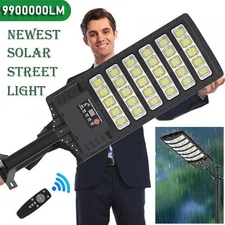 NEW LED Commercial Solar Street Lights Outdoor Dusk to Dawn Super Bright 2025