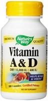 Vitamin A & D 10000 Iu/400 Iu 100 Caps, Nature's Way, Supports Vision, Bones Vitamin A & D 10000 Iu/400 Iu 100 Caps, Nature's Way, Supports Vision, Bones