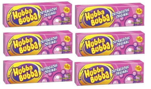903601 6 X 35G PACKETS HUBBA BUBBA OUTRAGEOUS ORIGINAL FLAVOURED BUBBLE GUM CHEW - Picture 1 of 1