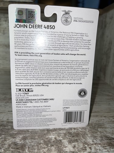 Trattore John Deere 4850 scala 1/64 con cabina FFA organizzazione Ertl pressofuso - Foto 6 di 6