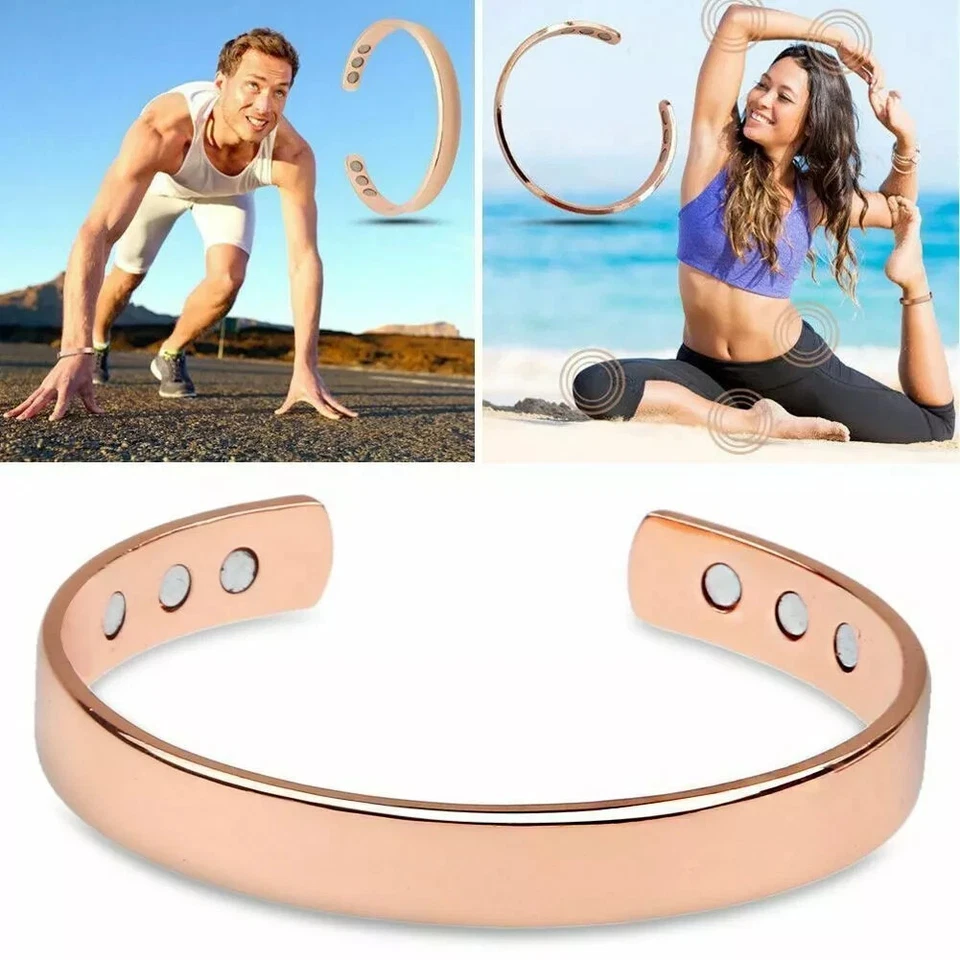 MAGNETIC COPPER BRACELET Magnetic Bracelet Therapy Weight Loss Arthritis Health Pain Relief Mens Bangle