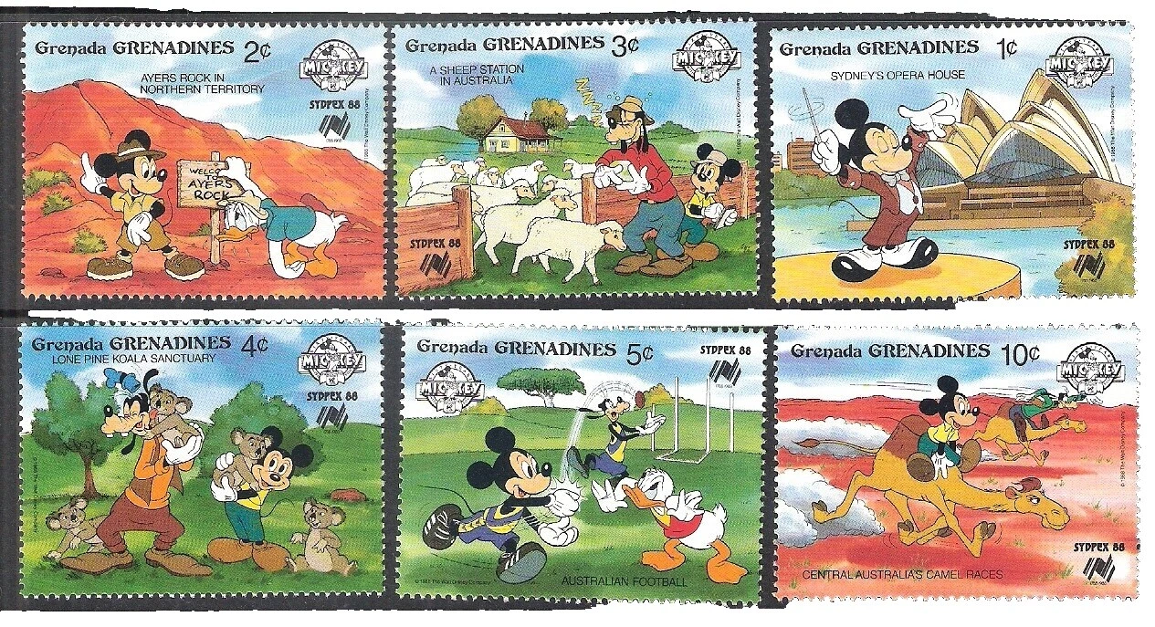 Disney animation & Cartoon estampillas postales 1981-1990 año de emisión