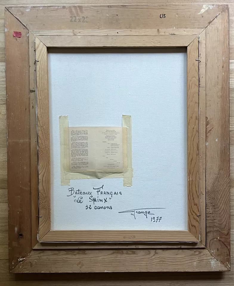 Pintura al óleo náutica original francesa Trompe l’oeil de Henri Grange ENUMERADA Foto 4 de 4