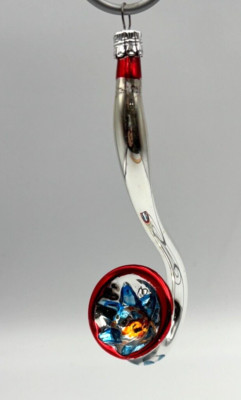 Vintage Whitehurst Czech Handblown Mercury Glass Saxophone Music Ornament
