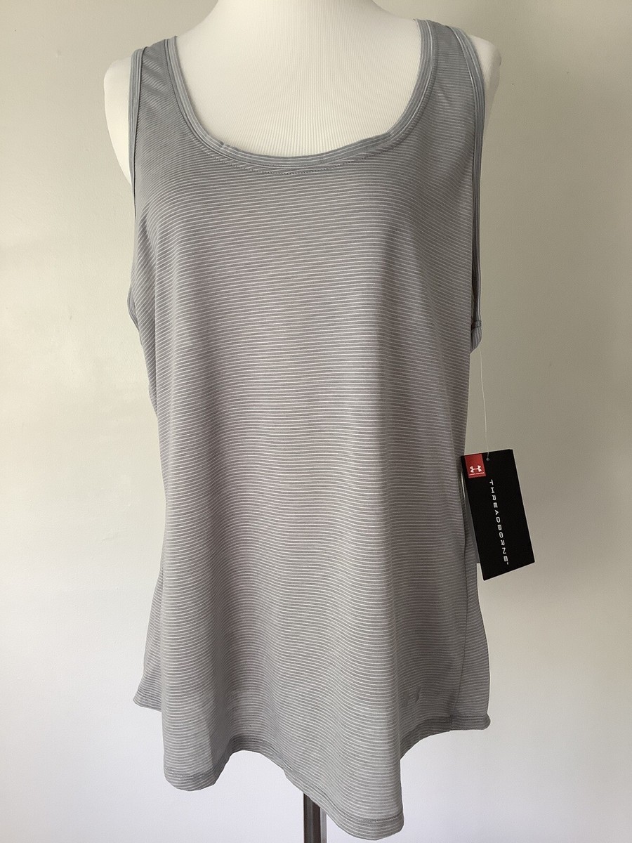 Under Armour Threadborne Run Mesh Tank Grey Women XL NWT