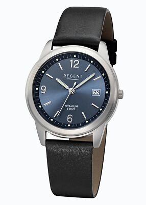Elegante Regent F-682 TITAN Herrenuhr mit Datum - 5 ATM WR - hypoallergen