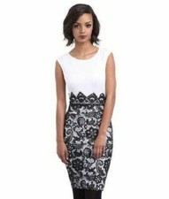 WOMENS AX PARIS BODYCON MONOCHROME LACE SKIRT DRESS UK SIZE 8 BNWT