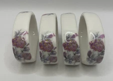 Brinns Bone China Napkin Rings Ceramic Floral Set of 4 Vintage