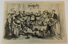 1879 magazine engraving ~ BLIND-MAN'S BLUFF ~ children playing