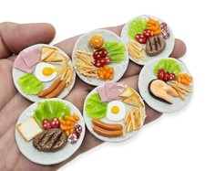 Set of 6 Pieces American Breakfast, Hamburger, Salmon, Steak - Food Model