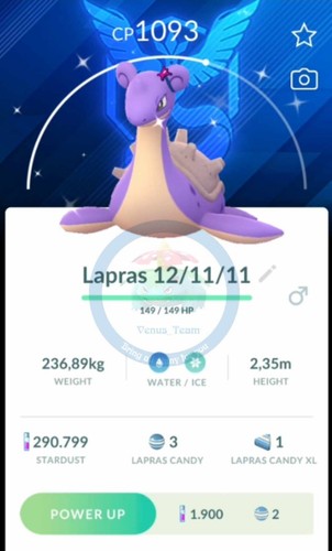 Pokémon Go ✨ Shiny Lapras Blanche Background Team Mystic ✨ P T C 80k Staub ✨