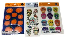 Hallmark and Paper House Stickers Halloween Sugar Skulls and Pumpkins Lot of 3