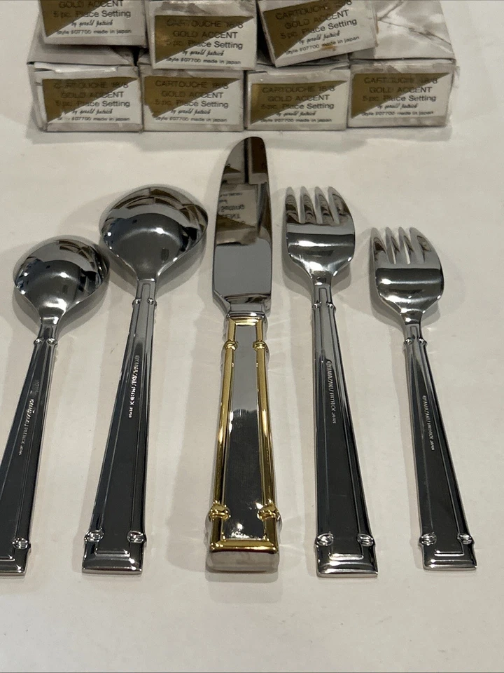 Cartucho Yamazaki 18/8 oro acento servicio para seis 30 piezas Gerald Patrick #07700 Foto 3 de 4