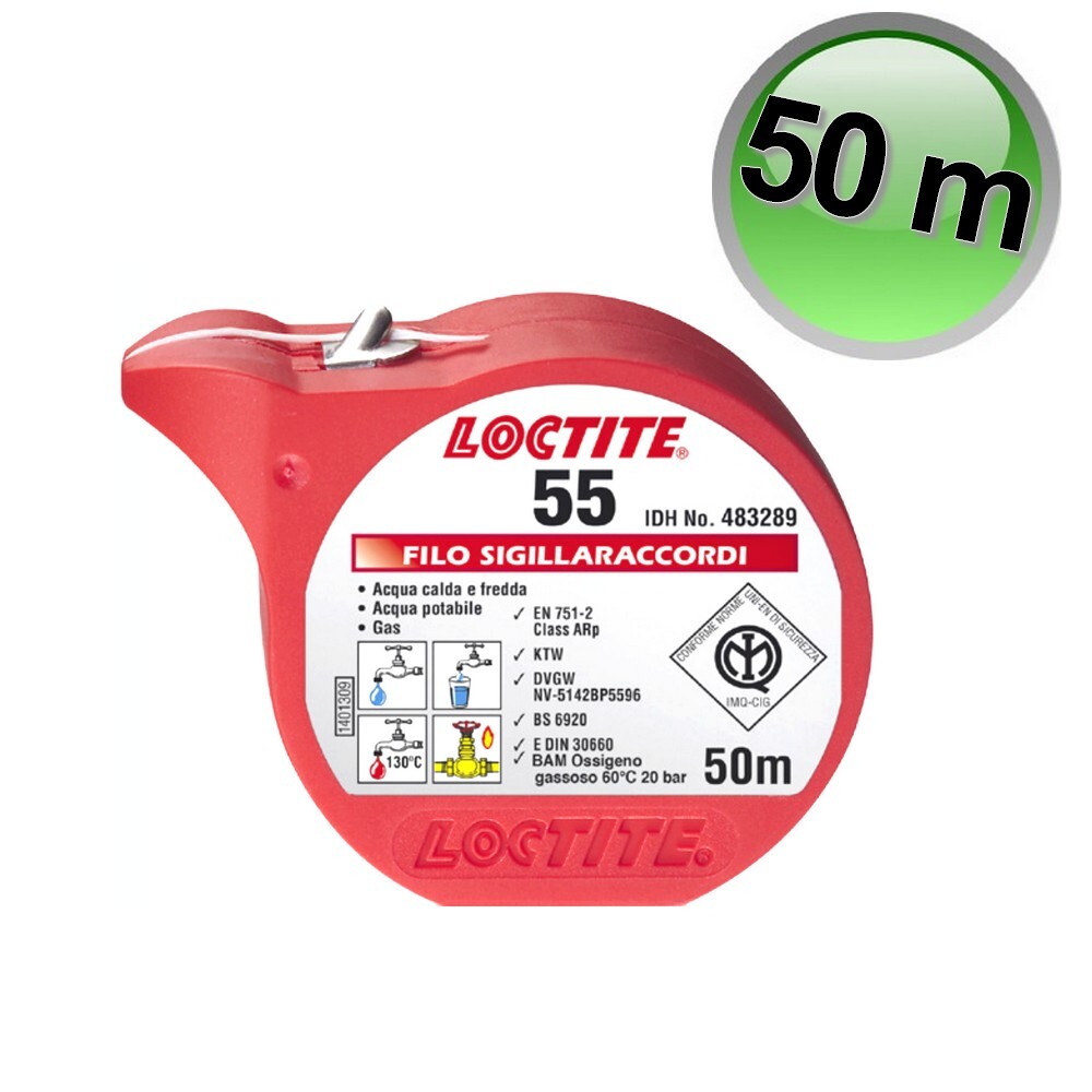 LOCTITE 55 FILO - nastro sigilla raccordi in multifibra di nylon lunghezza 50 mt